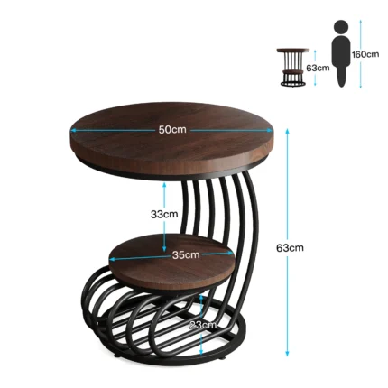 19.7" 2-Tier Round End Table for Living Room, Sofa Side Table w/ Storage Shelf