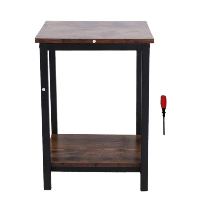 2 Tier End Table Side Table Industrial Bedside Table for Living Room Bedroom